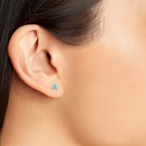 Maria Tash Trinity Turquoise Traditional Stud Earring - Rose Gold